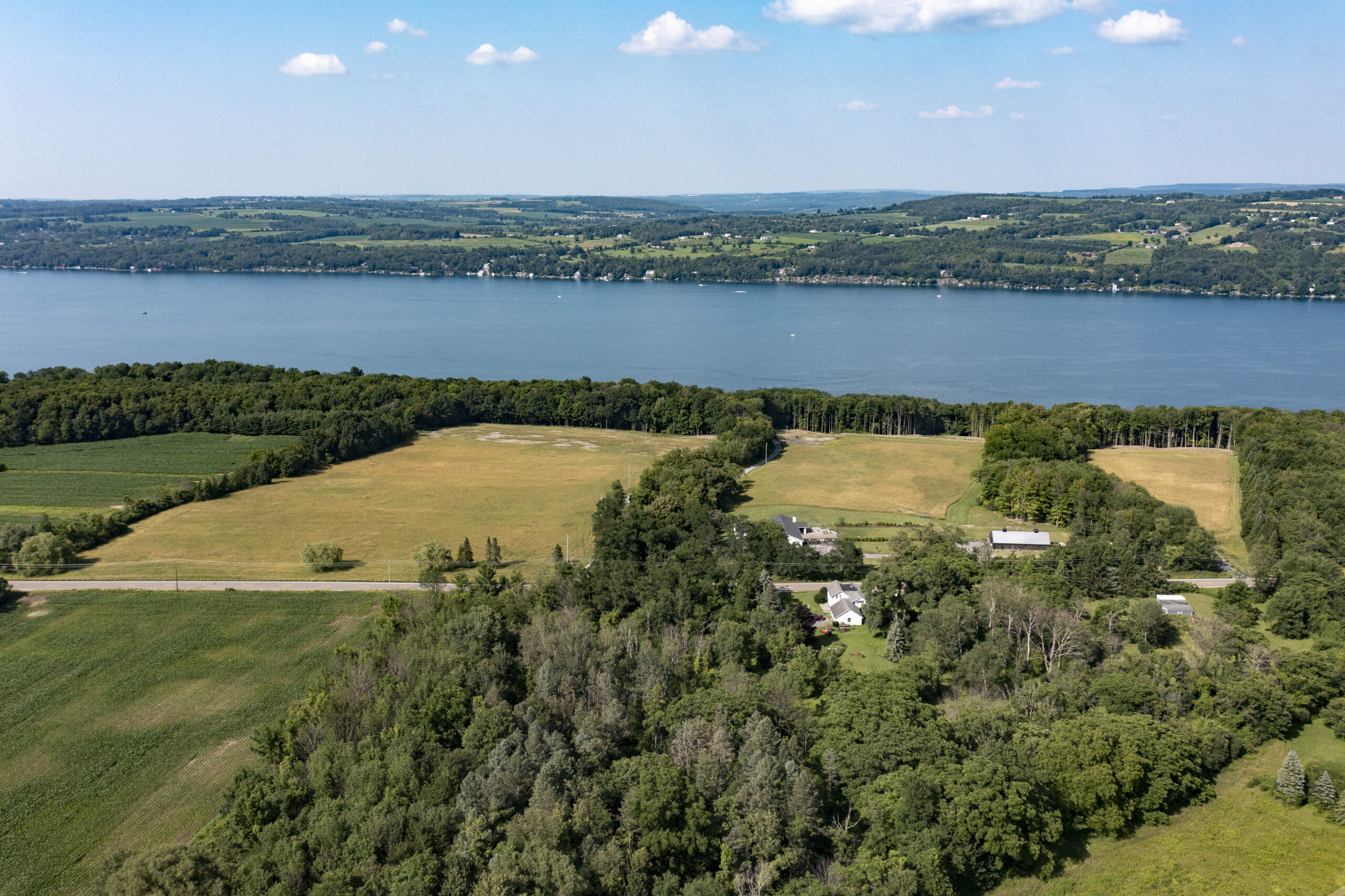 Aerial view of West Lake Farm and the lake