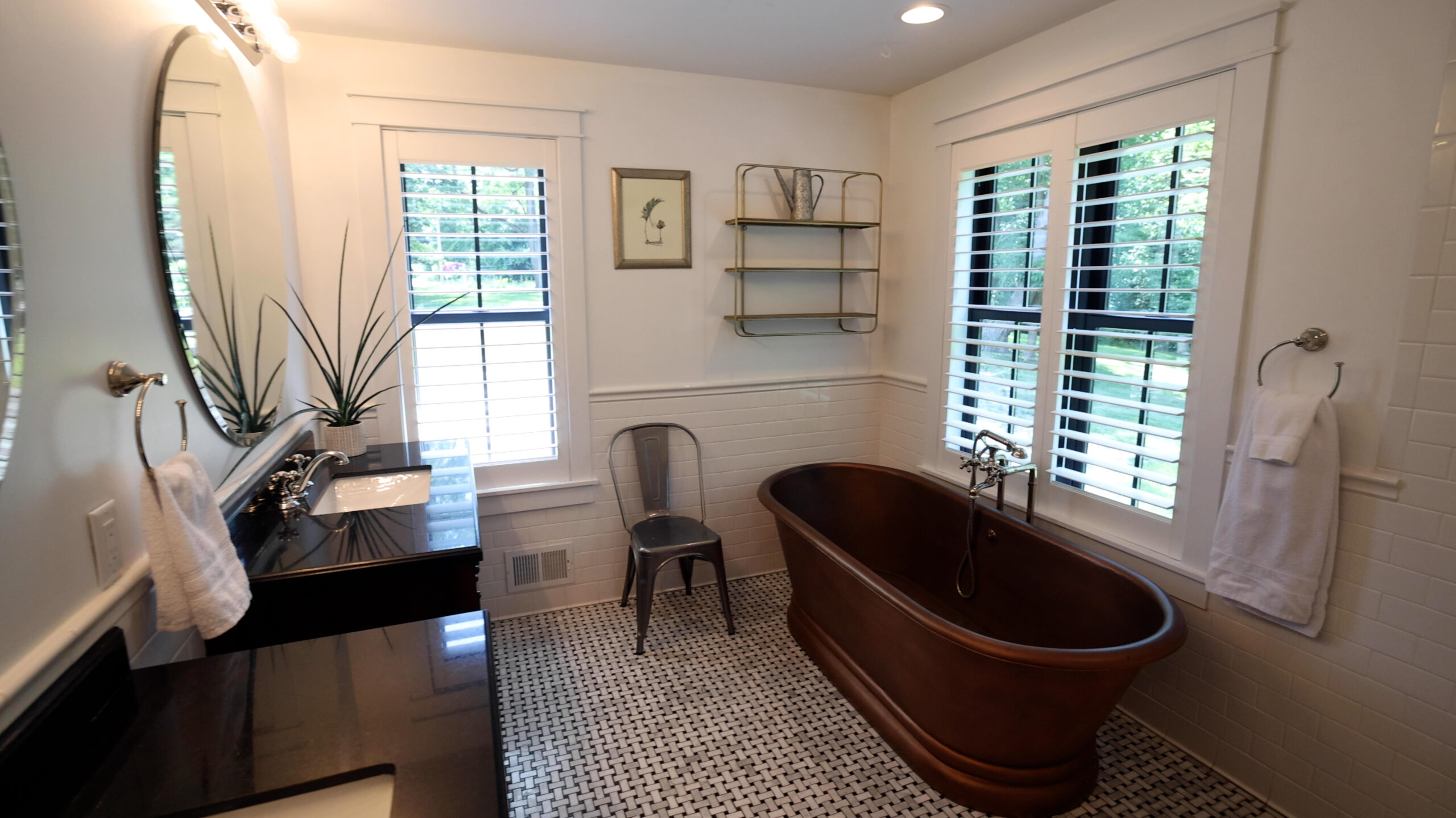 Spa-like primary bathroom with soaking tub